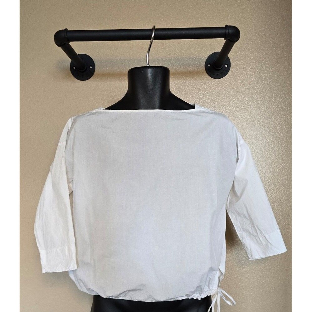 Cedric Charlier classic white 100% cotton top with drawstring‎ women's size 4
